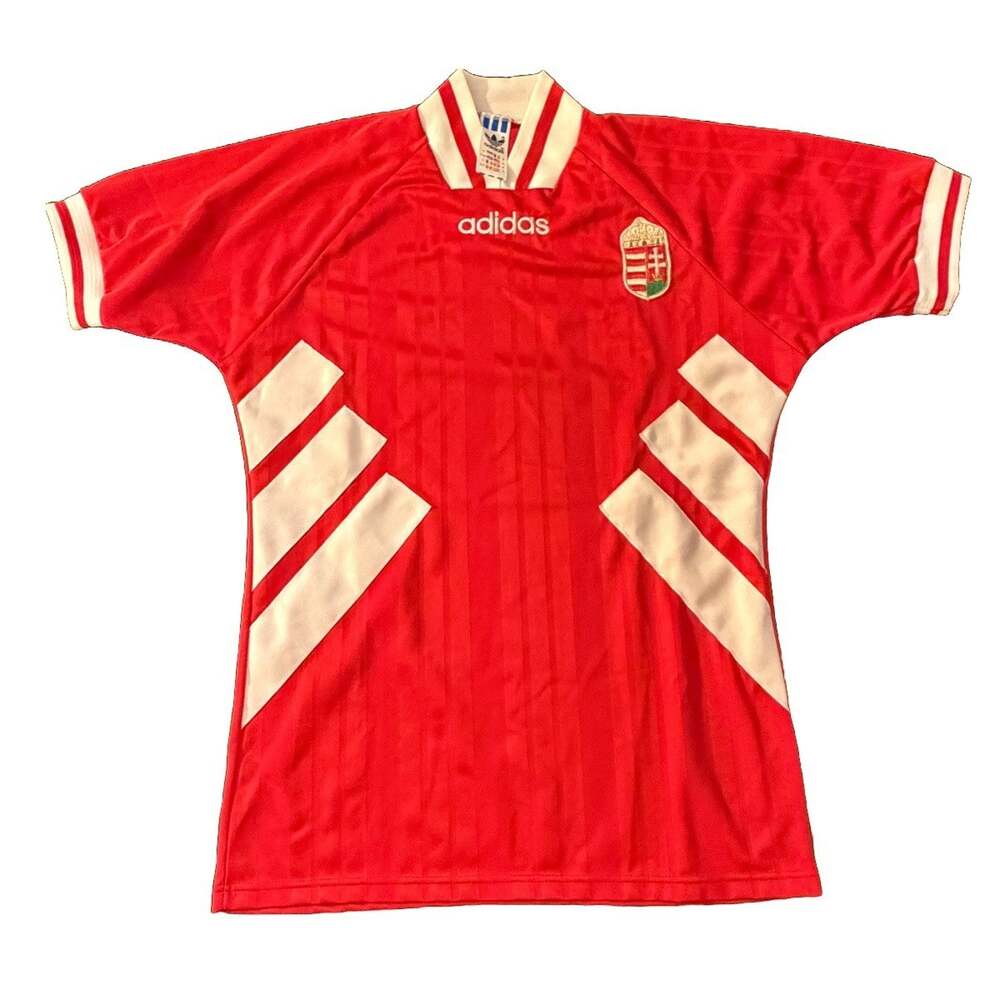 Adidas Hungary 1994-96 Home Soccer Jersey Red Men's Small Made in UK Vintage 90s